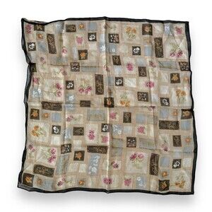 Vintage Talbots Brown Square Scarf 18.5” X 19”Square Women Scarve Unisex